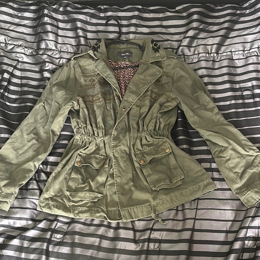 Miss Me Green Utility Jacket with Cinched Waist